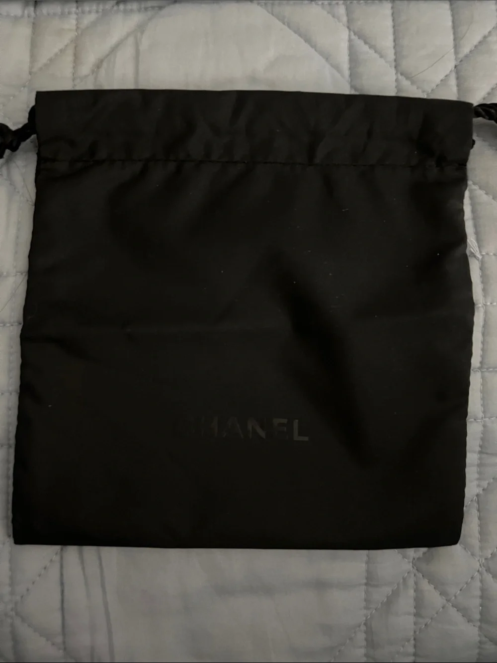 CHANEL Black Drawstring Toiletry/ Jewelry Dust Pouch